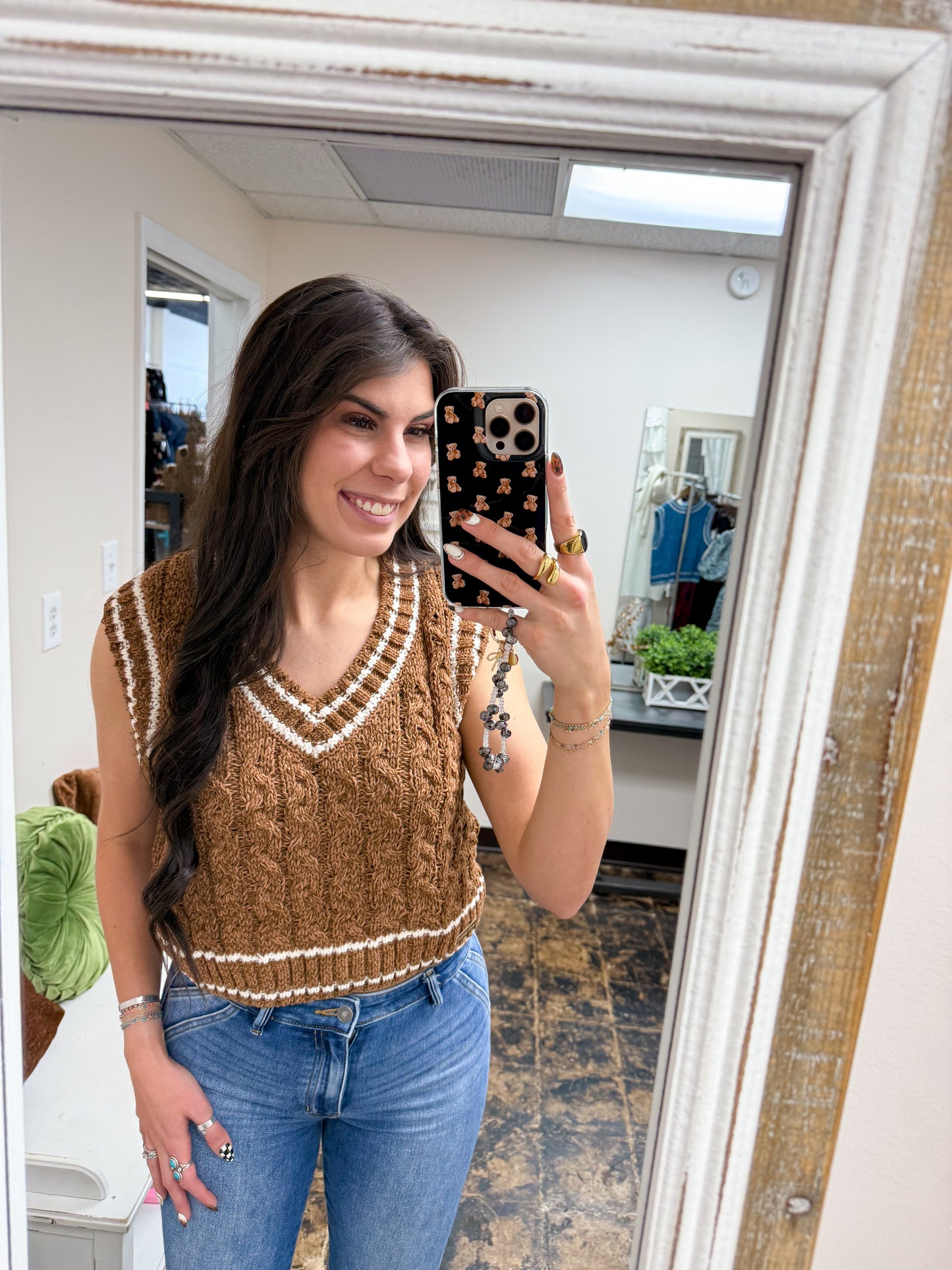 Simply Southern - Bliss Chenille Sweater Vest Top - Umber - 2025