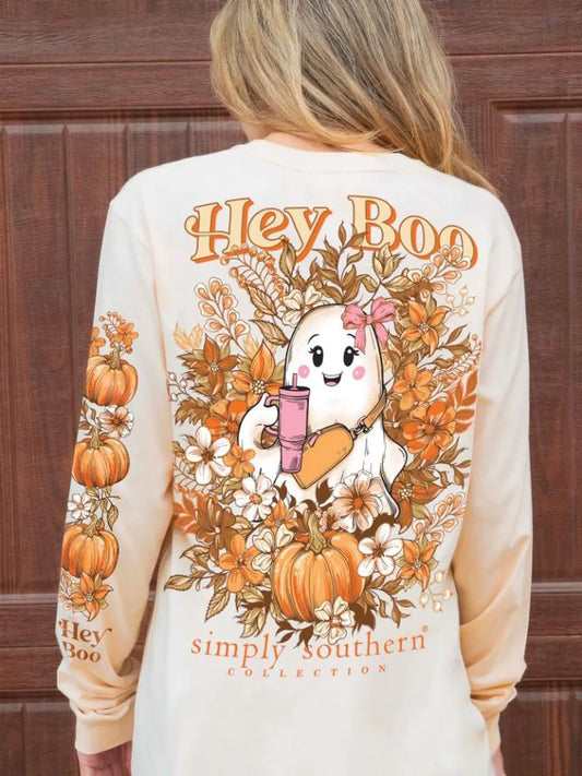 Simply Southern - Hey Boo Long Sleeve Tee - 2024