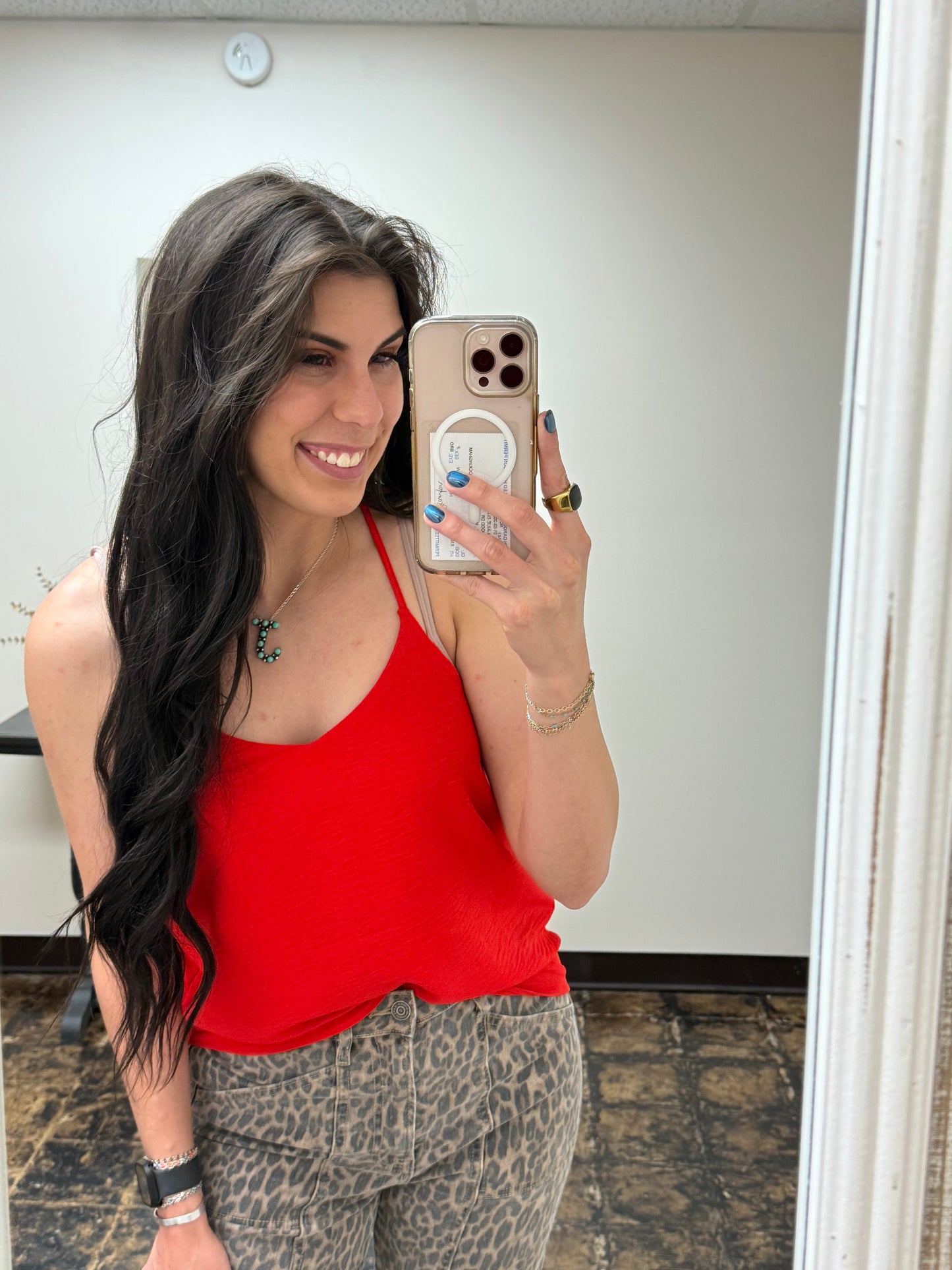 The Parker V-Neck Cami - Tomato