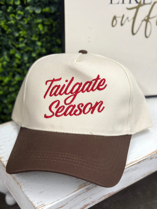 The Tailgate Season Embroidered Hat - Brown/Red
