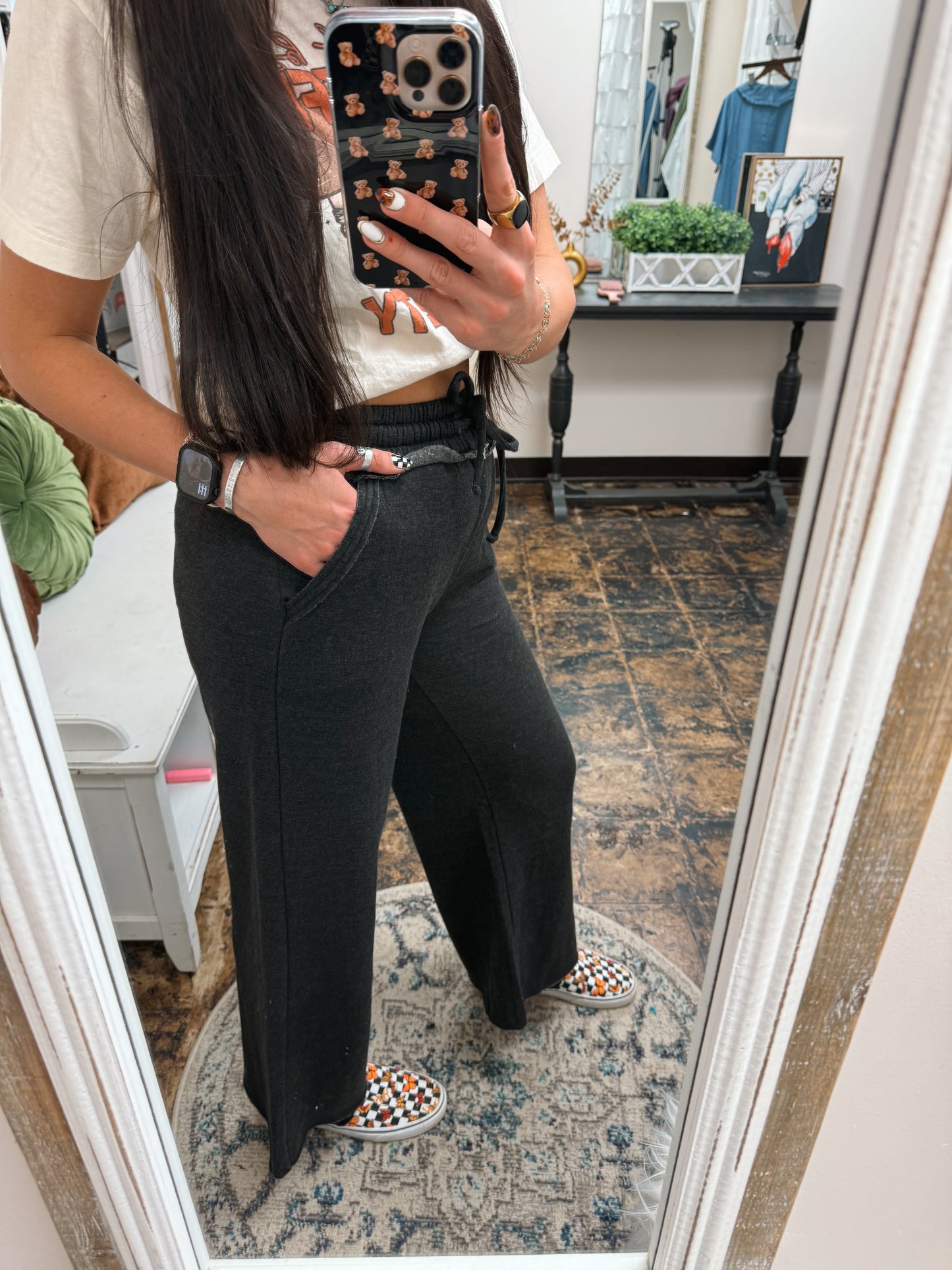 The Cambree Palazzo Sweatpants - Black
