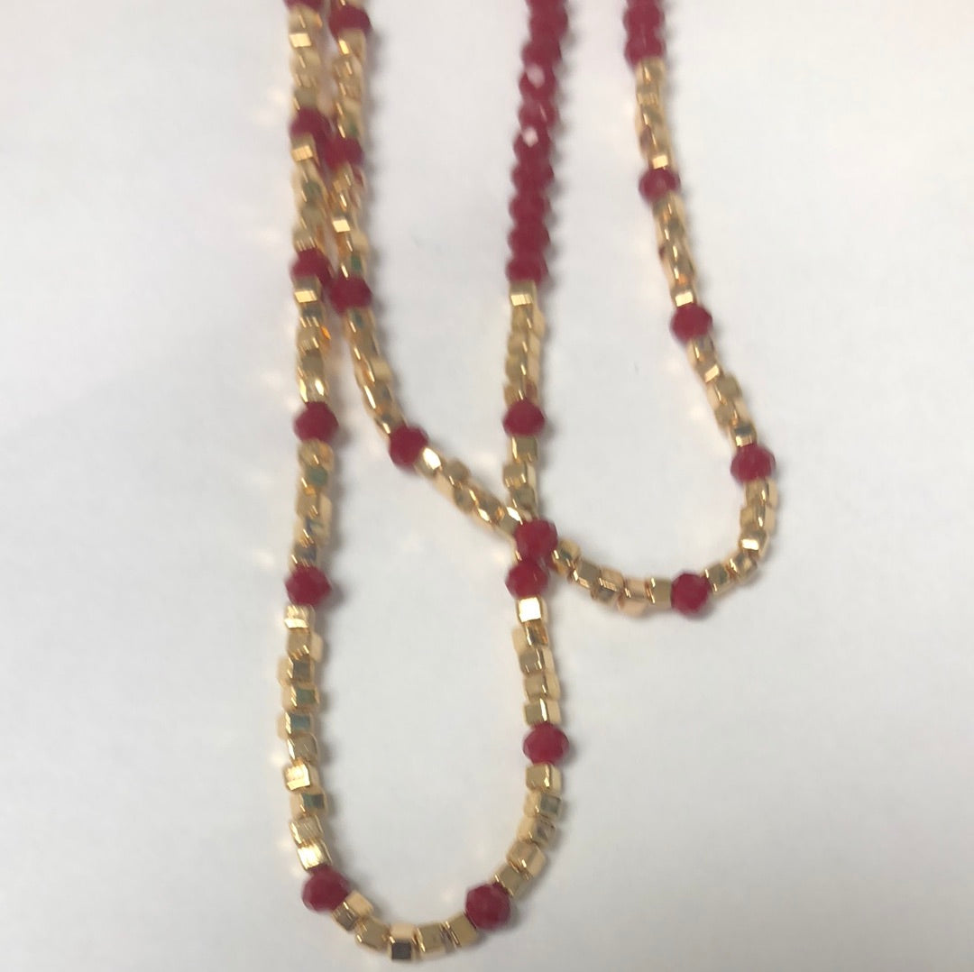 FINAL SALE - The Cordelia Necklace - Red/Gold