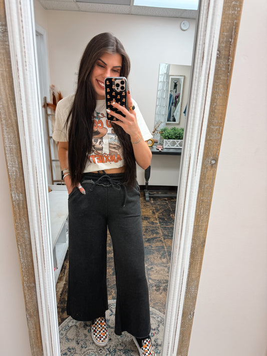 The Cambree Palazzo Sweatpants - Black