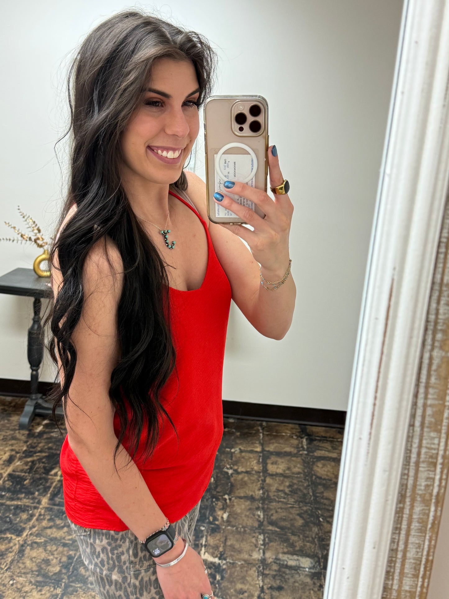The Parker V-Neck Cami - Tomato