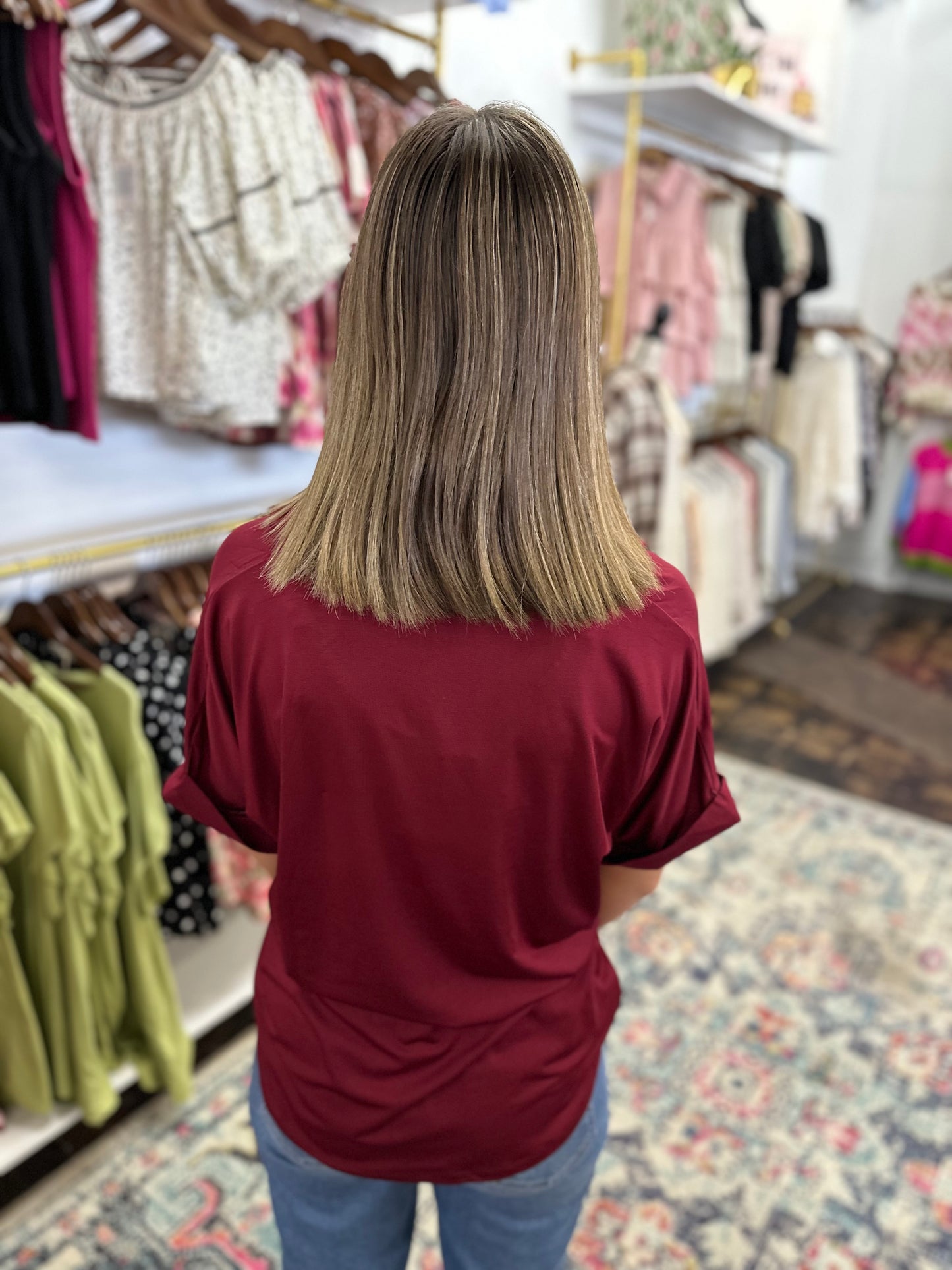 The Cara Collared Top - Maroon