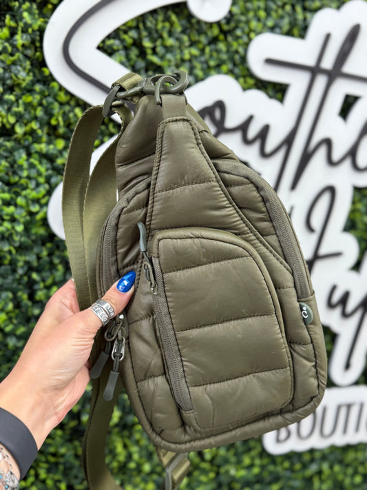 The Mindy C.C. Puff Sling Bag - Olive
