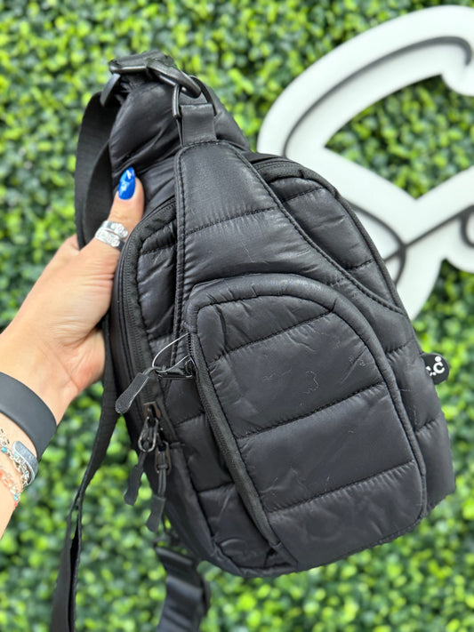 The Mindy C.C. Puff Sling Bag - Black