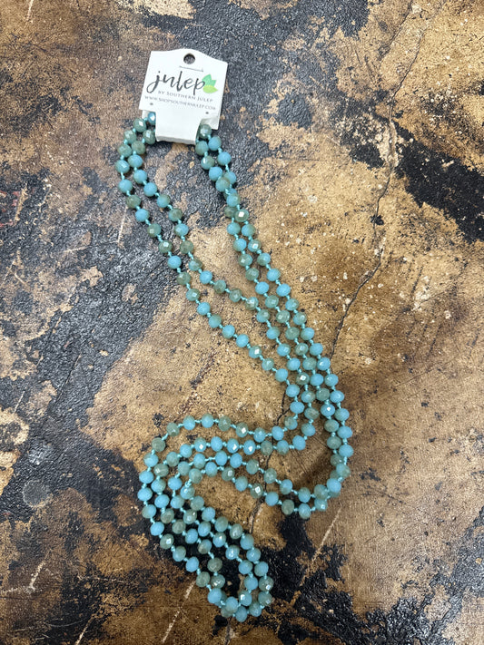 FINAL SALE - The Abigale 60" Turquoise & Brown Hand Knotted Beaded Necklace