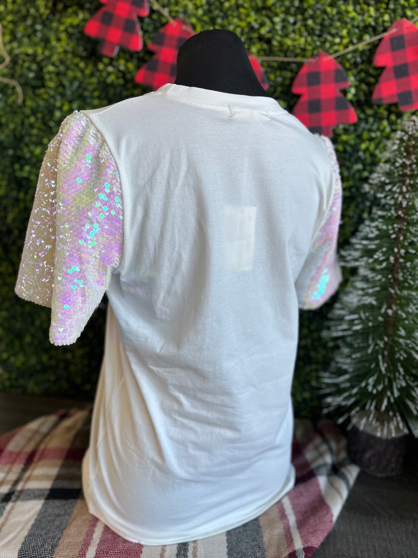 The Dreaming of a Pink Christmas Sequin Top