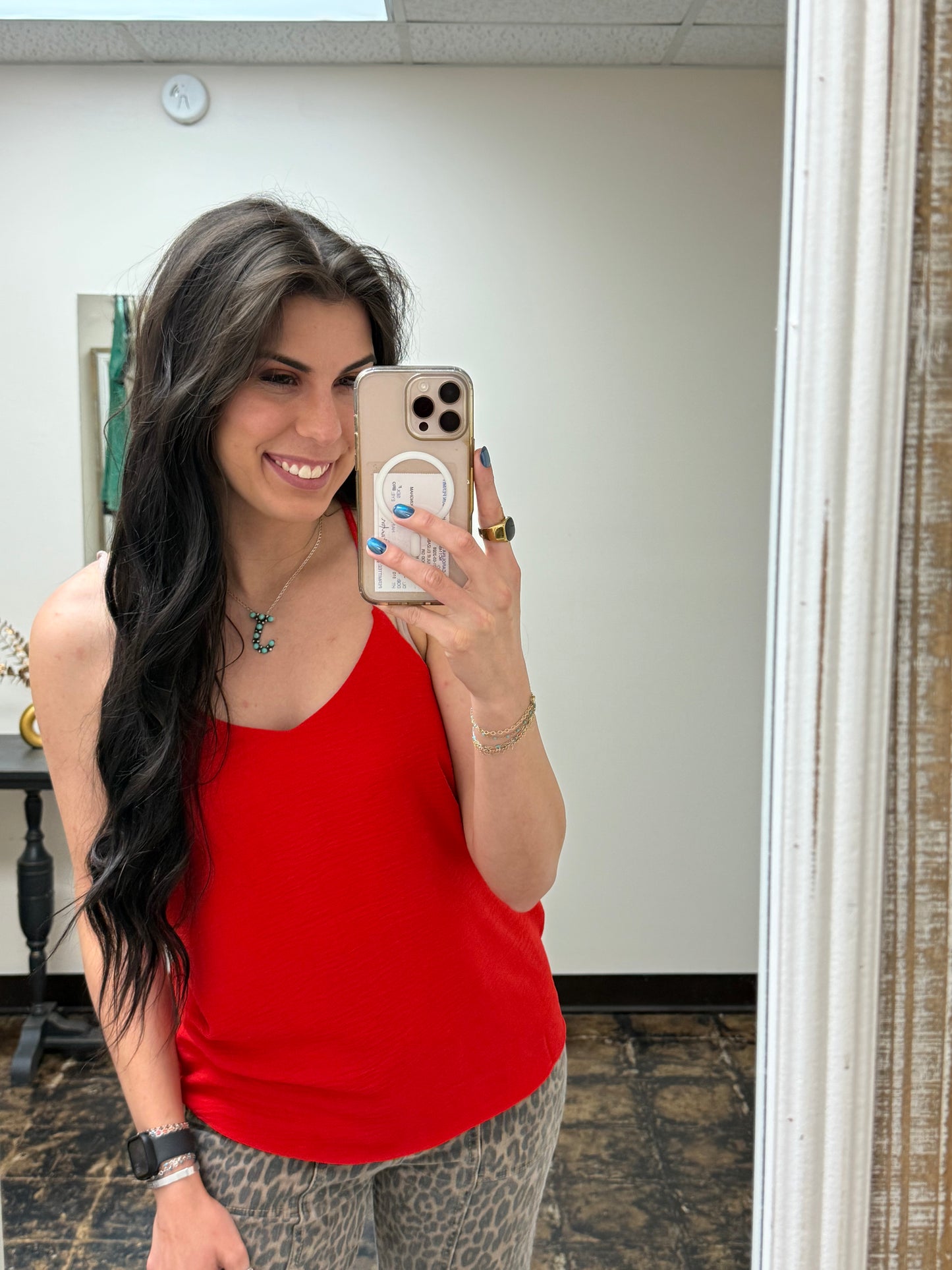 The Parker V-Neck Cami - Tomato