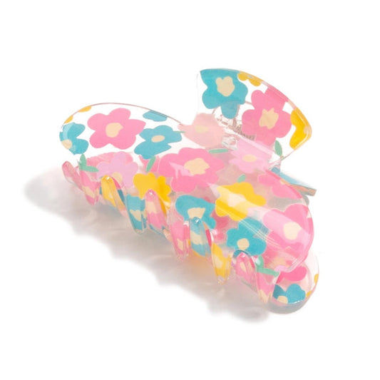 The Betsie Claw Clip - Pink/Blue Floral