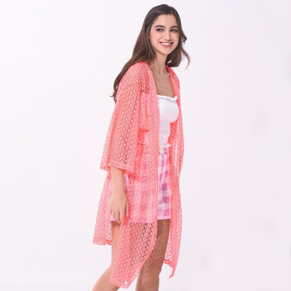 FINAL SALE - The Gemma Mesh Swimsuit Cover Up - Pink