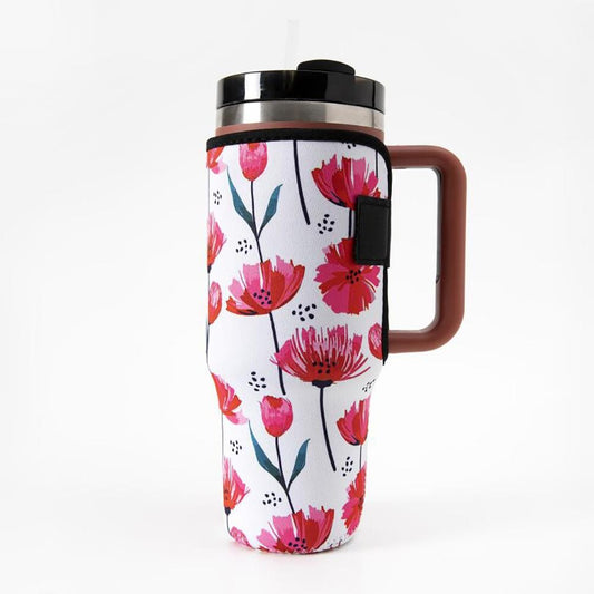40oz Tumbler Sleeve - Red Floral