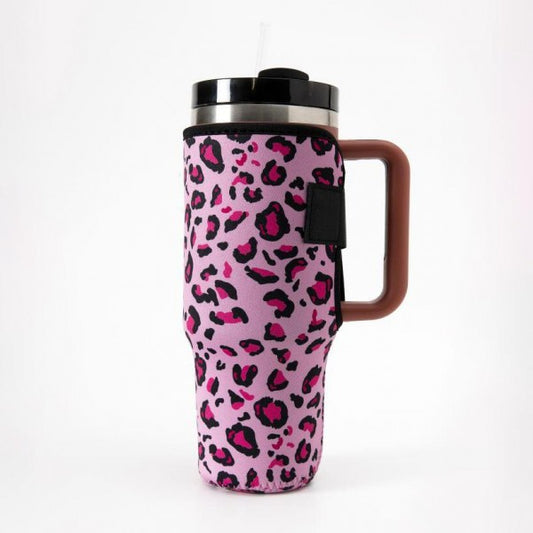 40oz Tumbler Sleeve - Pink Leopard