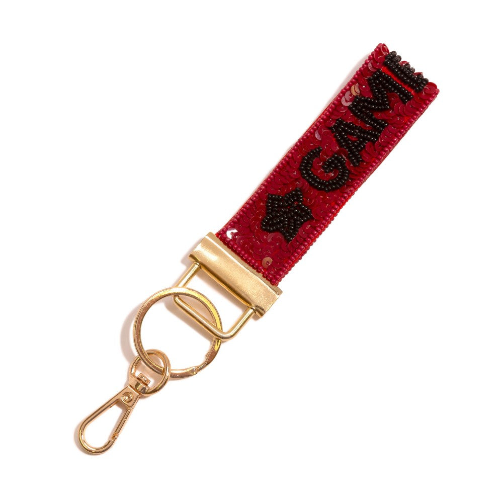 The Gameday Seed Bead Keychain - Burgundy/Black