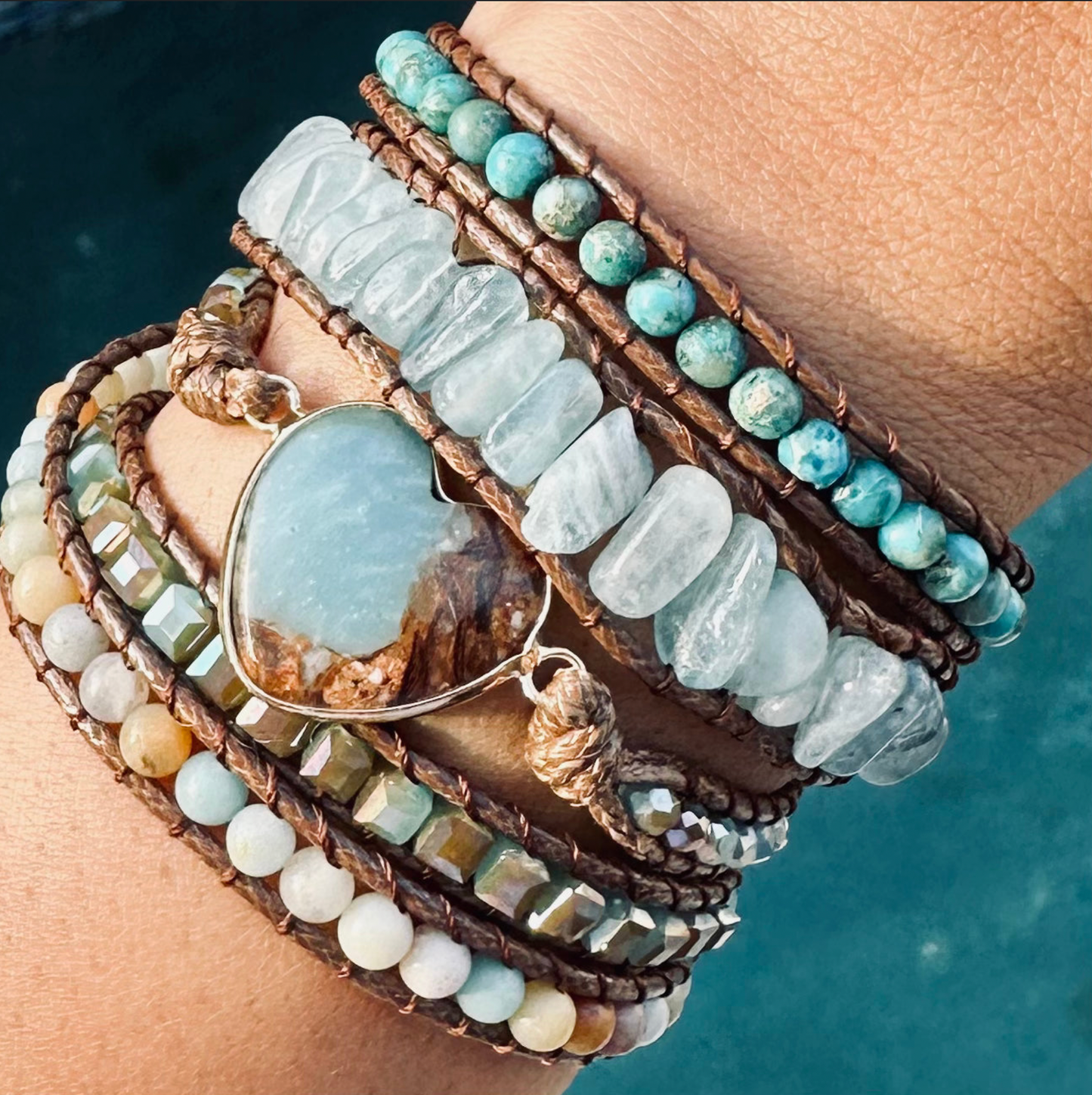 The Long-Strand Bracelet : Turquoise Heart