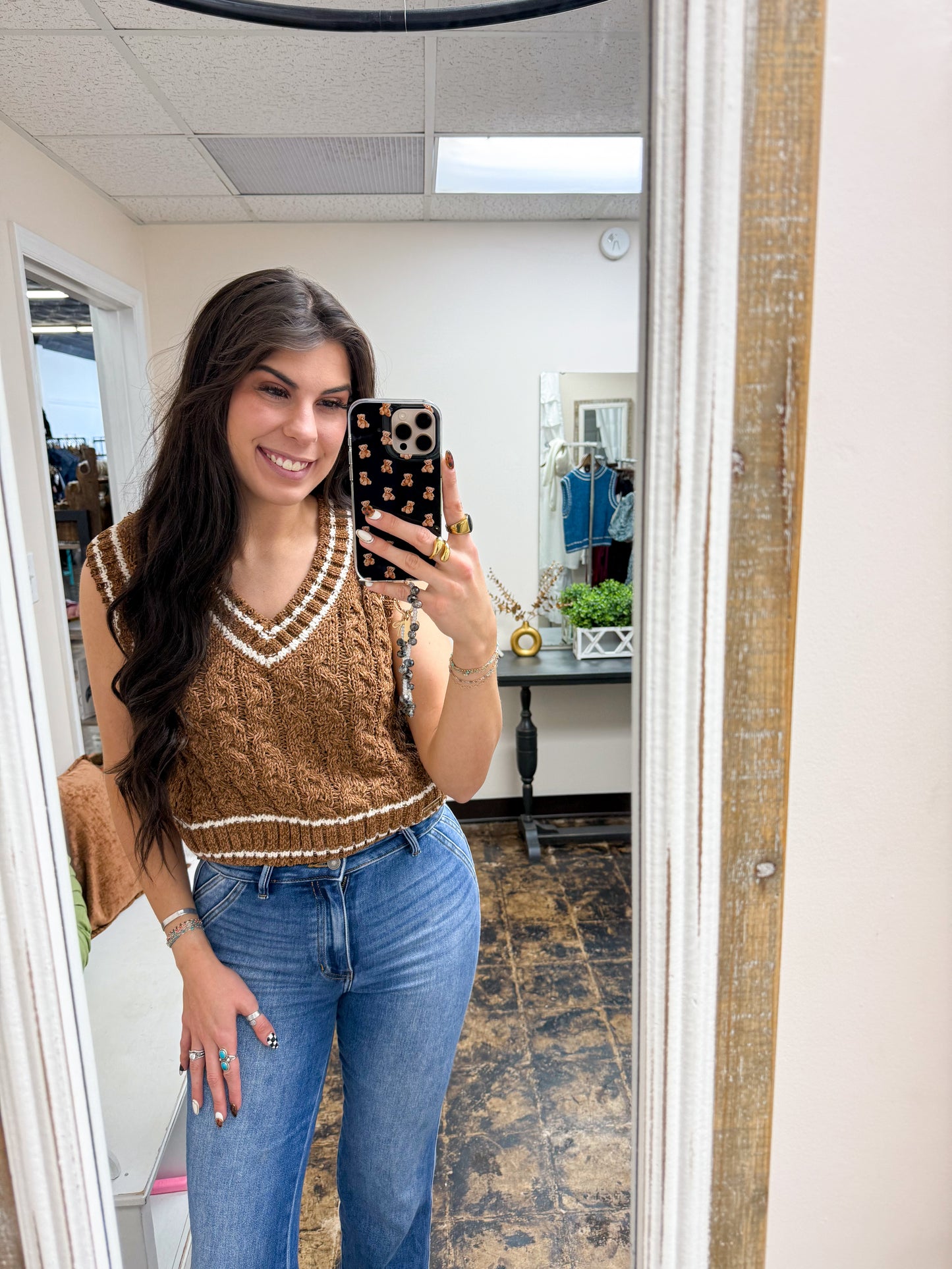 Simply Southern - Bliss Chenille Sweater Vest Top - Umber - 2025