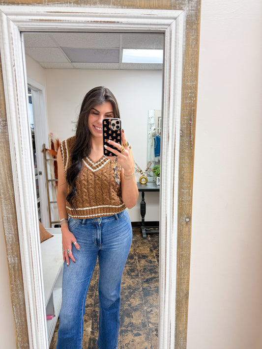 Simply Southern - Bliss Chenille Sweater Vest Top - Umber - 2025