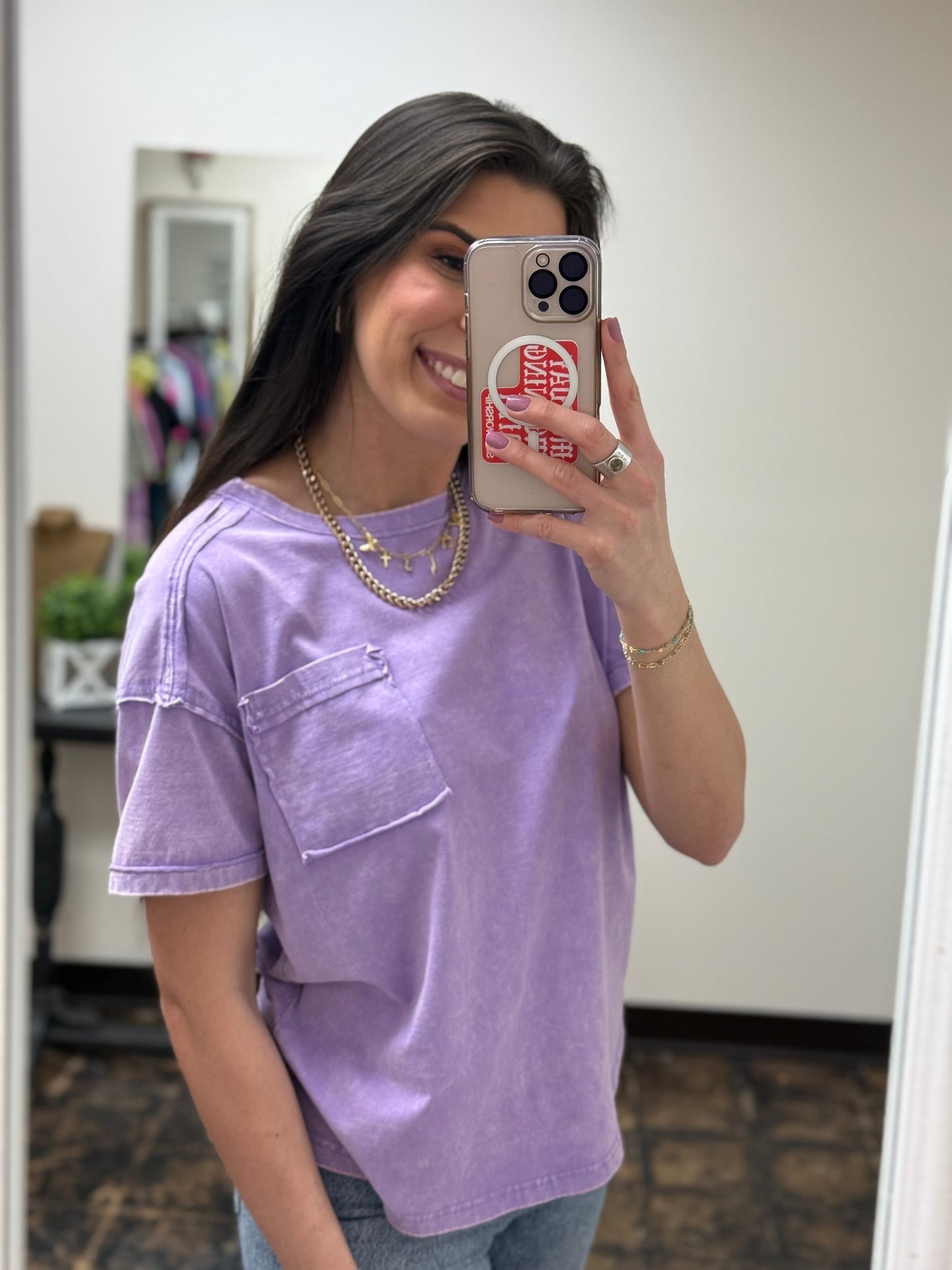 The Molly Acid Wash Tee - Lavender