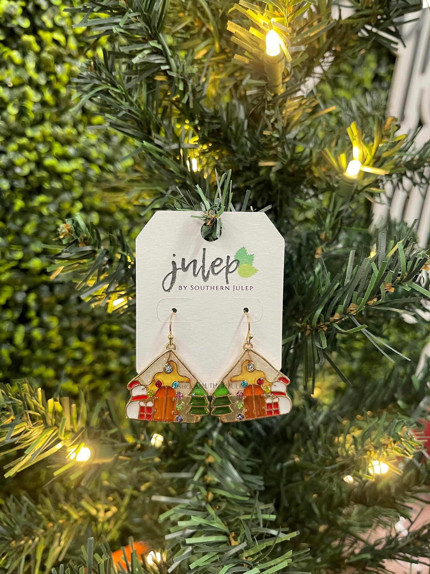 The Gingerbread House Stained Glass Earrings