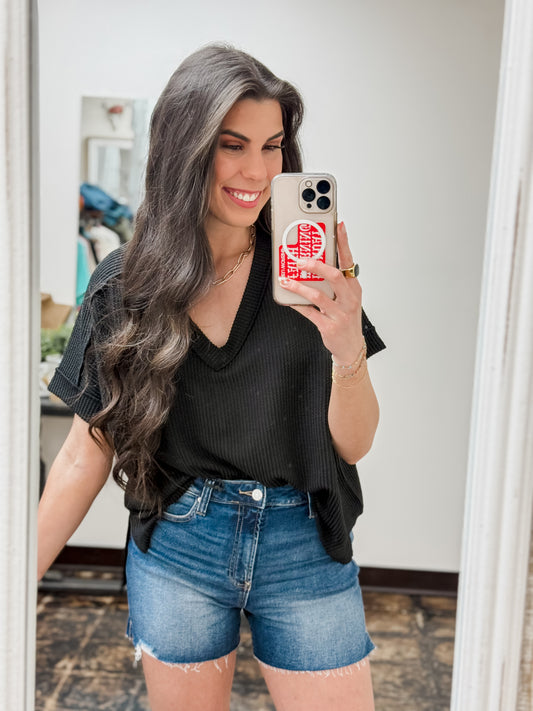 The Roxie Corded Top - Black