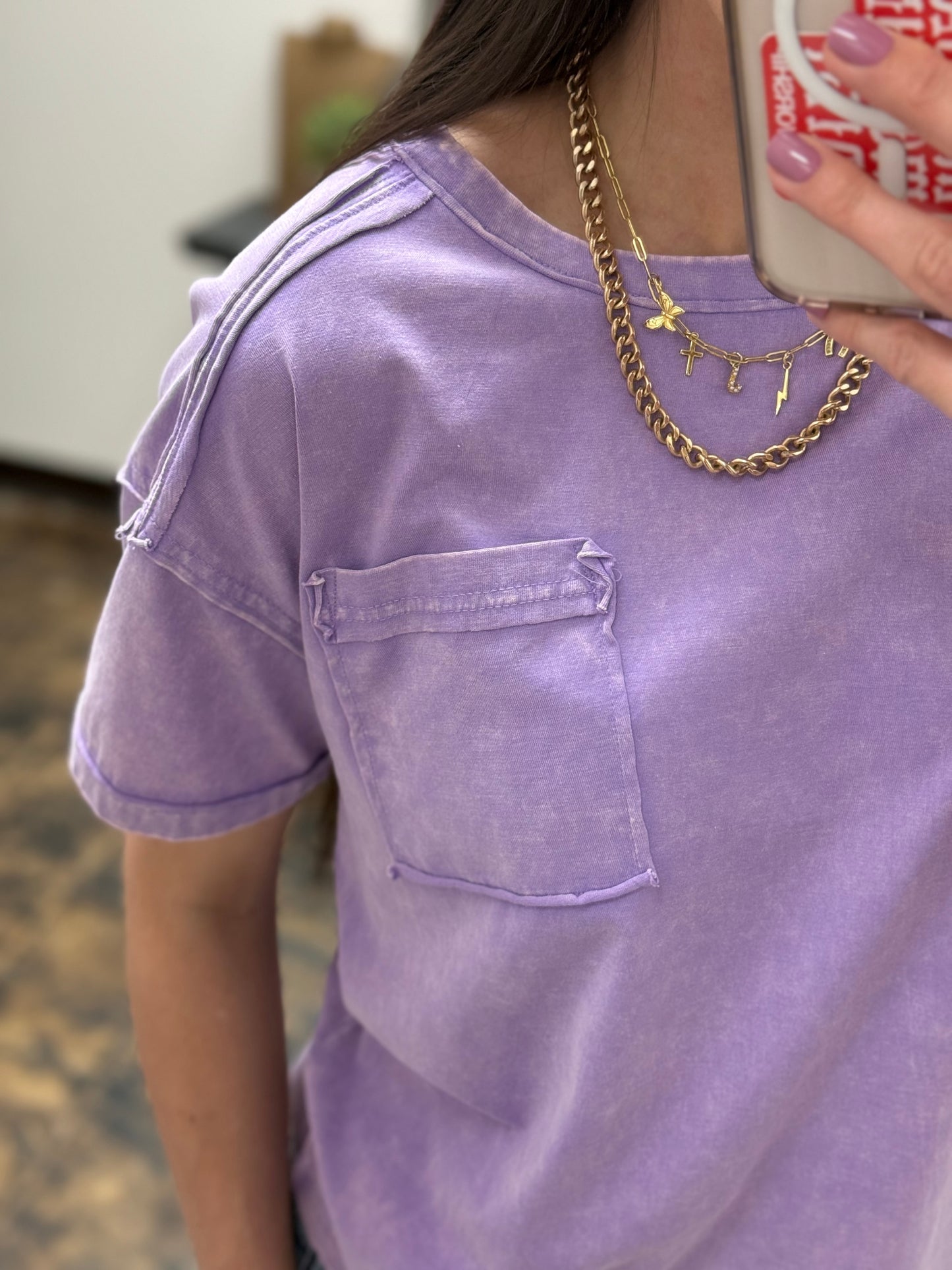 The Molly Acid Wash Tee - Lavender