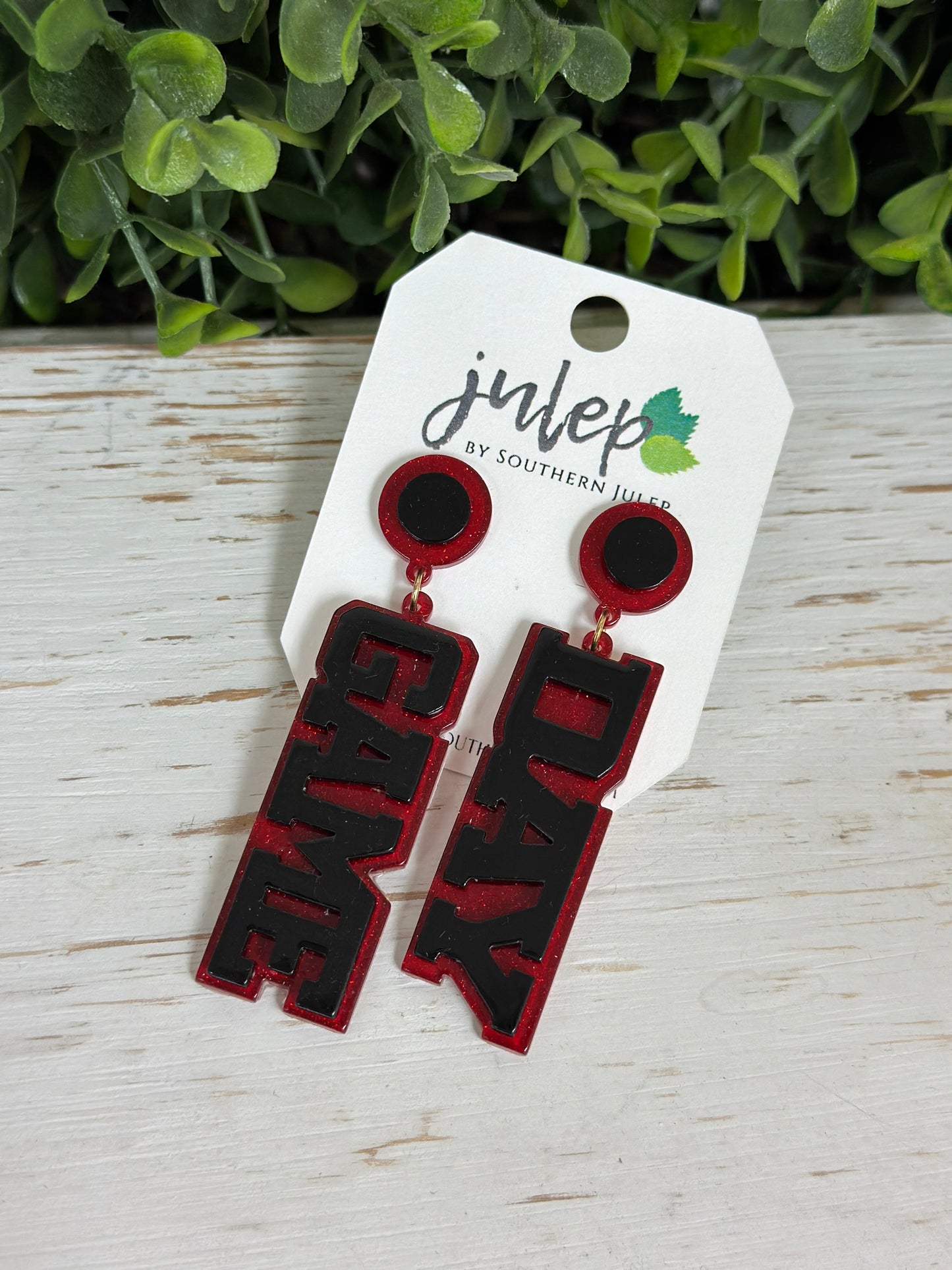 The Game Day Earrings - Black/Red