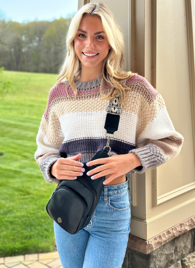 Simply Southern - Colorful Striped Sweater - Plum