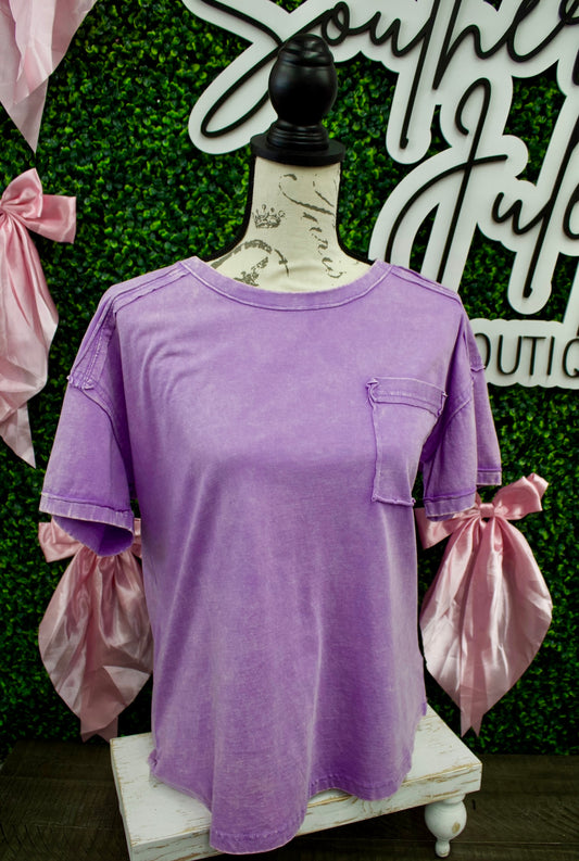 The Molly Acid Wash Tee - Lavender