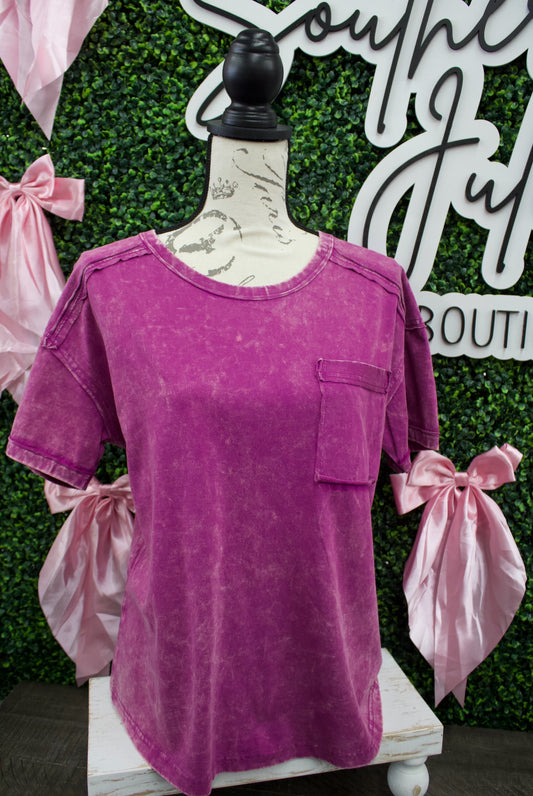 The Molly Acid Wash Tee - Plum