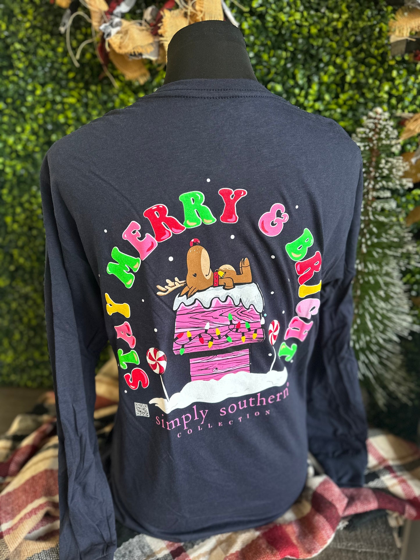 FINAL SALE - YOUTH - Simply Southern - Stay Merry & Bright Long Sleeve Tee