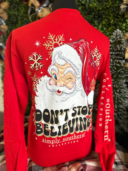 FINAL SALE - YOUTH - Simply Southern - Don't Stop Believing Long Sleeve Tee