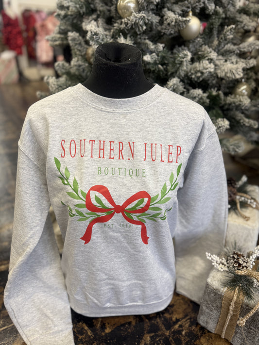 Southern Julep Boutique Christmas Bow Sweatshirt