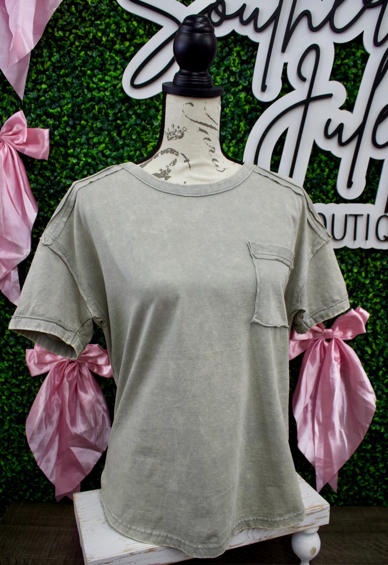 CURVY - The Molly Acid Wash Tee - Sleet