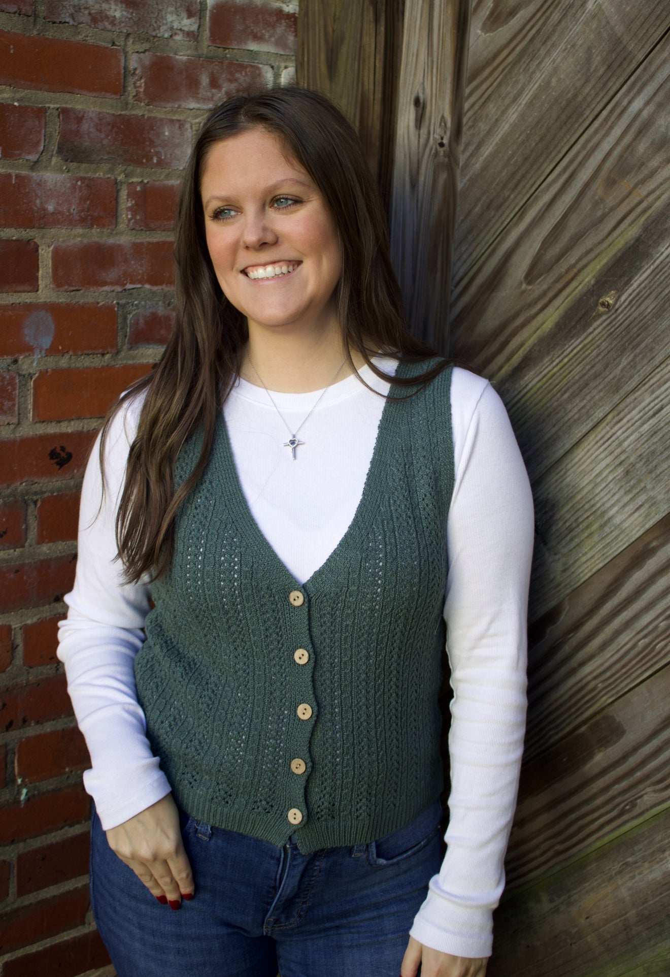 The Laney Button Down Sweater Vest - Jade