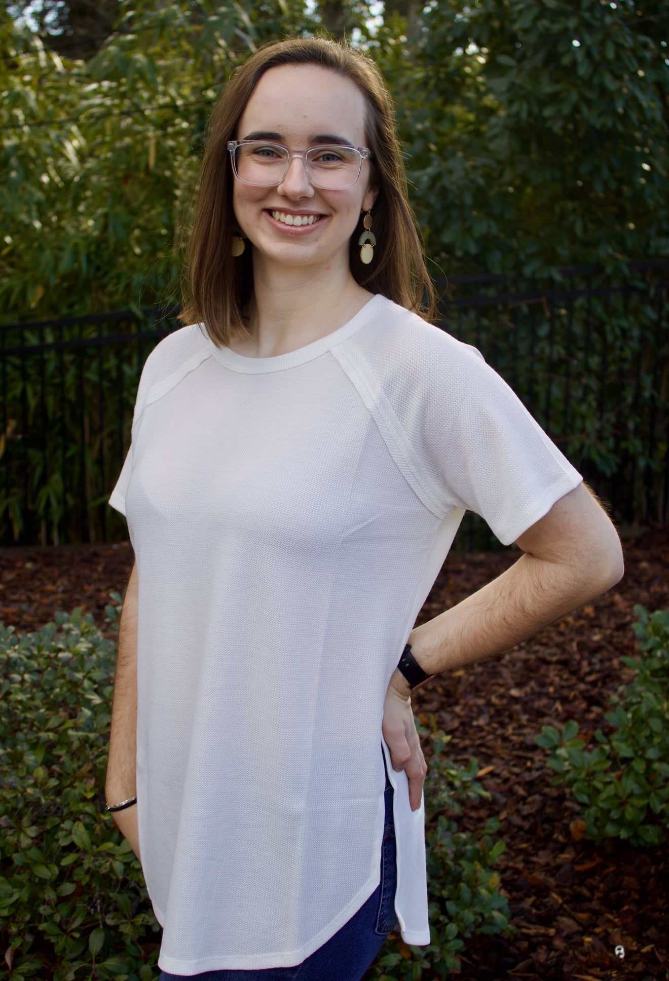 The Jacey Waffle Knit Top - Ivory