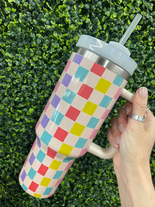 The Stanleigh 40oz Tumbler Cup - Pastel Checkered