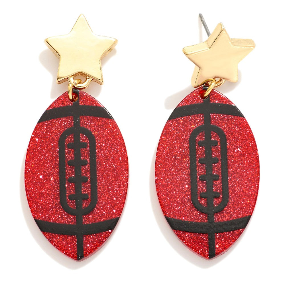 The Glitter Football Earrings - Red/Black