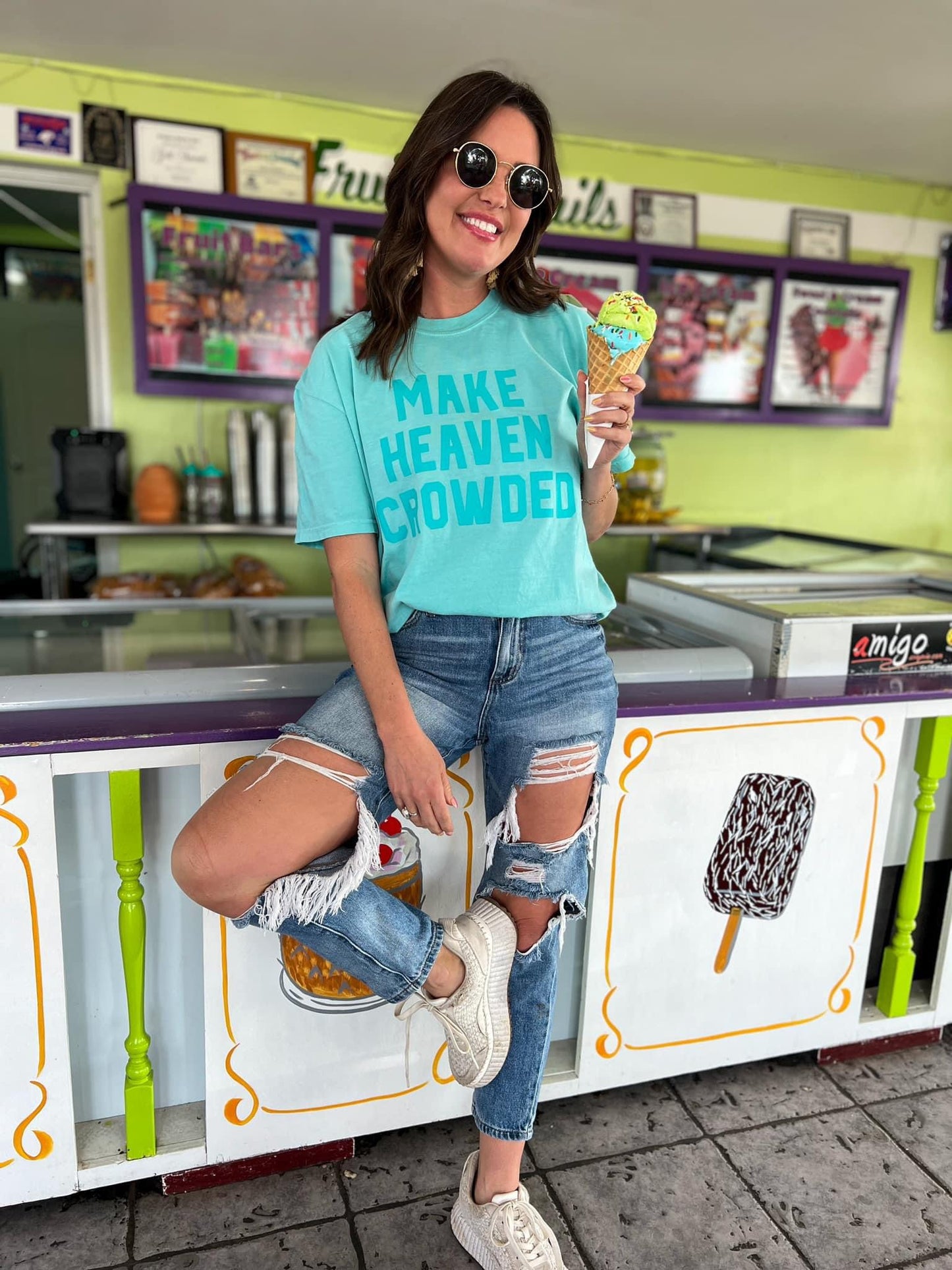 The Make Heaven Crowded Tee - Chalky Mint