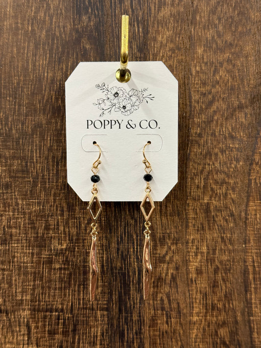The Amy Earrings - Black/Gold