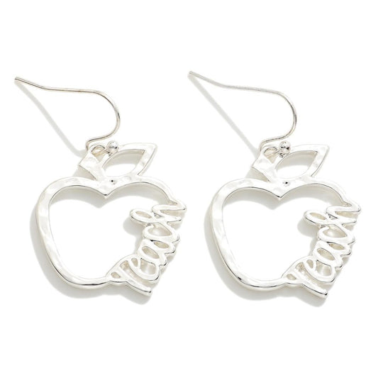 The Teach Apple Earrings - Silver