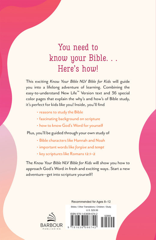 Know Your Bible NLV BIble for Kids : Pink & Orange Scallops