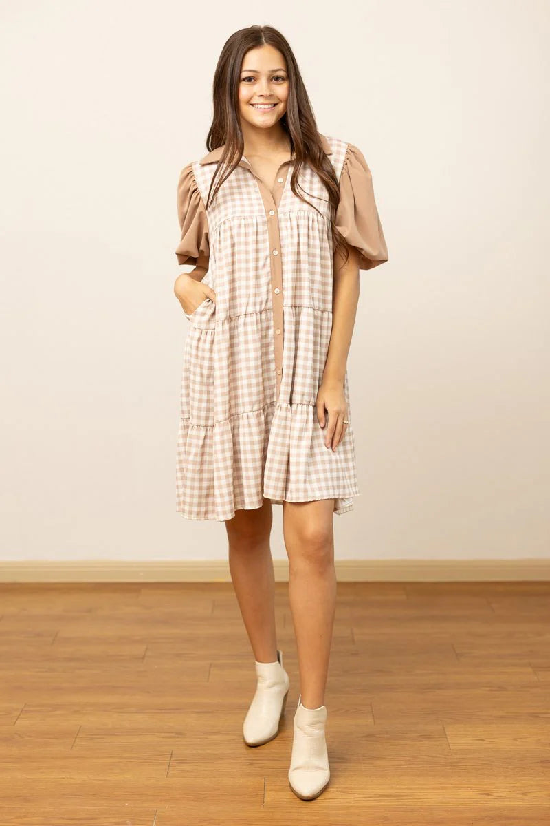 The Camille Dress - Brown Gingham