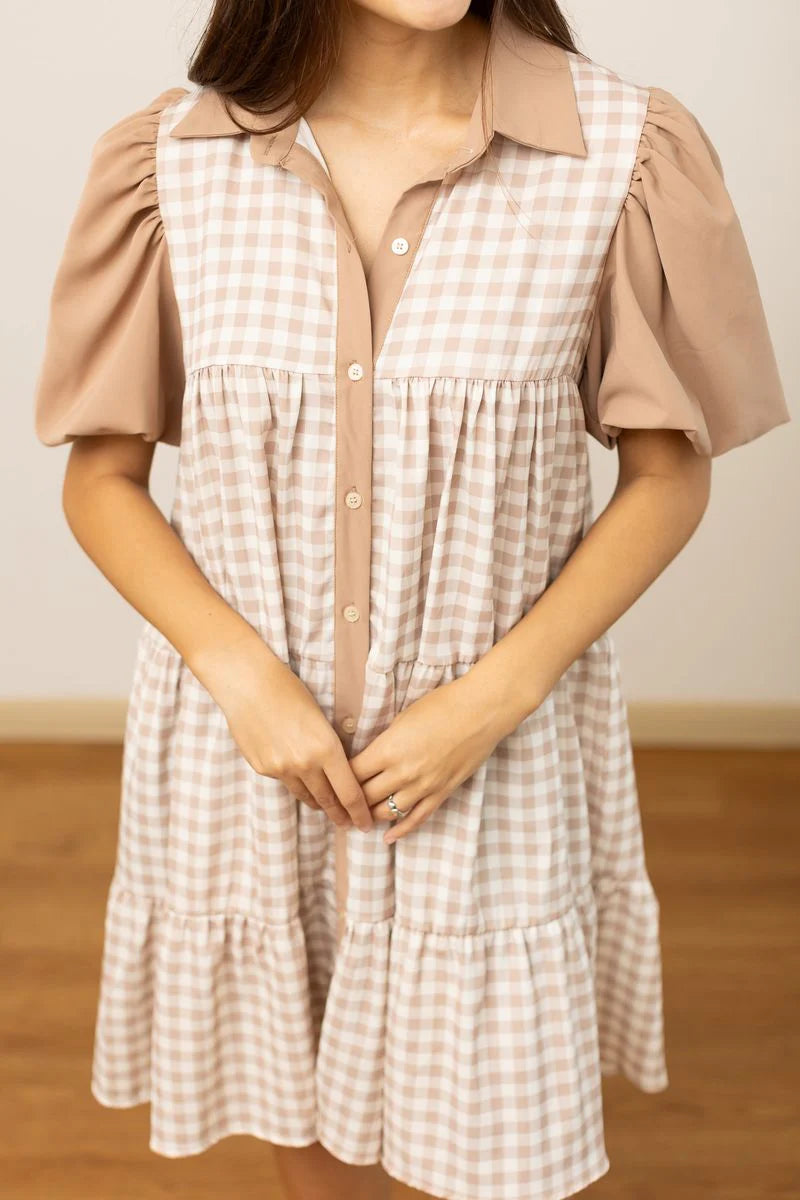 The Camille Dress - Brown Gingham