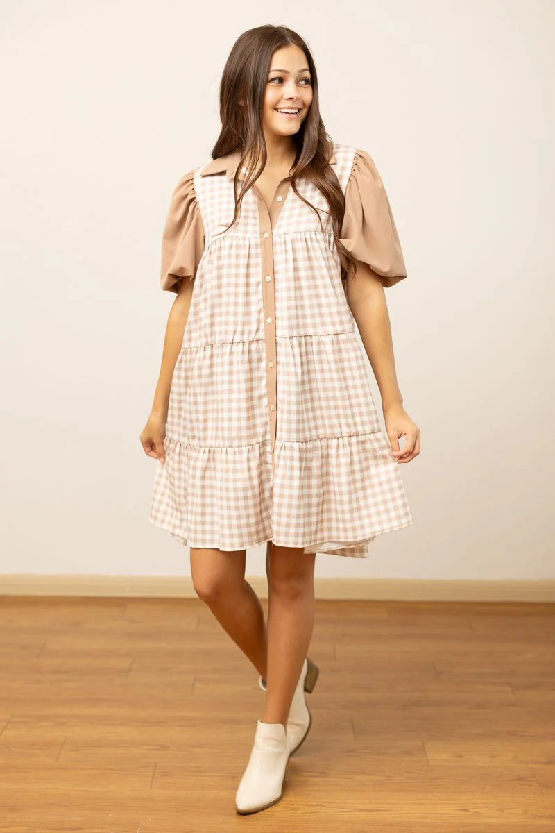 The Camille Dress - Brown Gingham