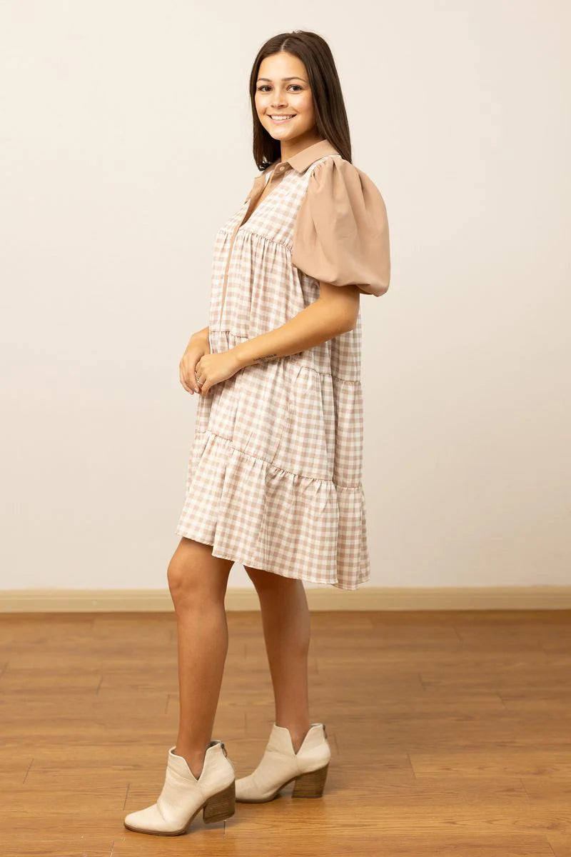 The Camille Dress - Brown Gingham