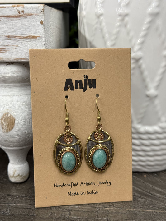 FINAL SALE - Anju Jewelry Amazonite Stone Mixed Metal Earrings