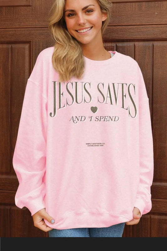 Simply Southern - Jesus Saves & I Spend - Crewneck