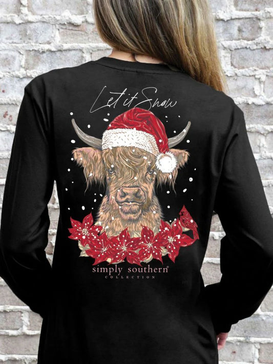 Simply Southern - Let It Snow Cow Long Sleeve TEE