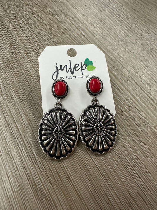 The Jonnie Earrings - Coral Red